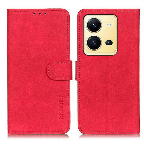 Leather Case Stands Flip Cover Holder K03Z for Vivo V25 5G Red