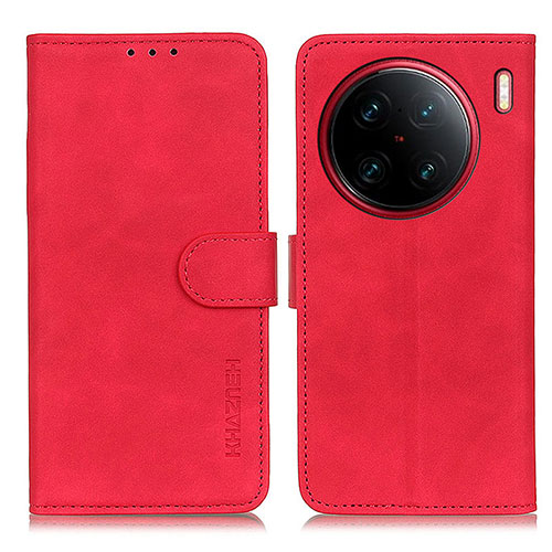 Leather Case Stands Flip Cover Holder K03Z for Vivo X90 Pro+ Plus 5G Red