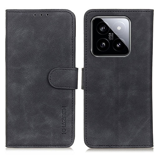 Leather Case Stands Flip Cover Holder K03Z for Xiaomi Mi 14 Pro 5G Black