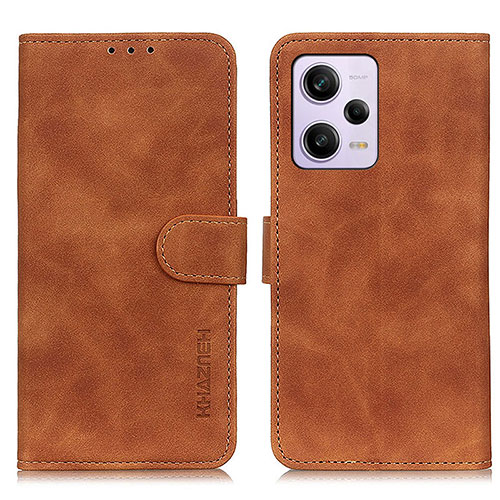 Leather Case Stands Flip Cover Holder K03Z for Xiaomi Redmi Note 12 Pro+ Plus 5G Brown