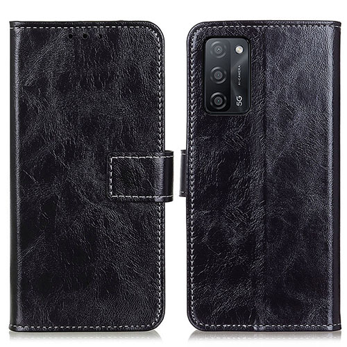 Leather Case Stands Flip Cover Holder K04Z for Oppo A53s 5G Black