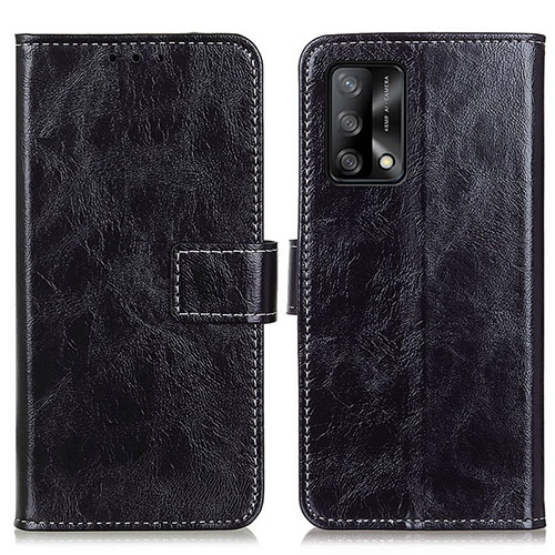 Leather Case Stands Flip Cover Holder K04Z for Oppo A74 4G Black
