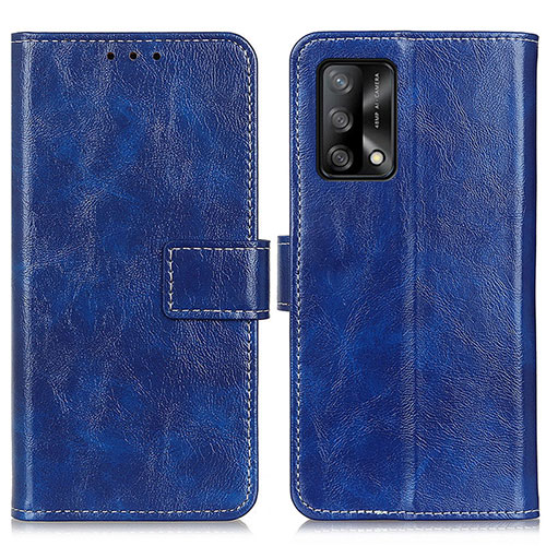 Leather Case Stands Flip Cover Holder K04Z for Oppo A74 4G Blue