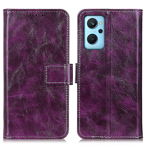 Leather Case Stands Flip Cover Holder K04Z for Oppo A96 4G Purple