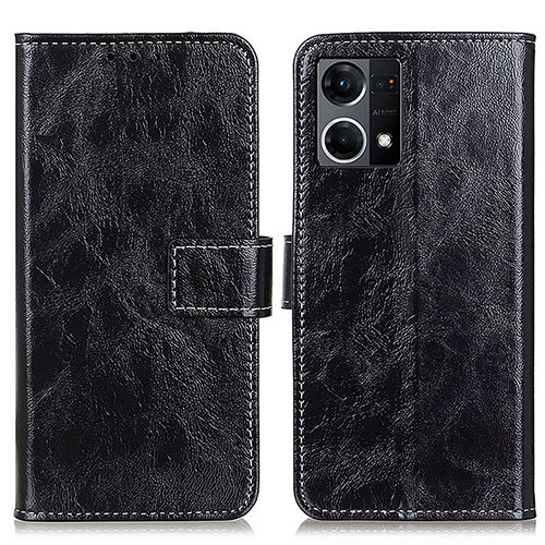 Leather Case Stands Flip Cover Holder K04Z for Oppo Reno8 4G Black