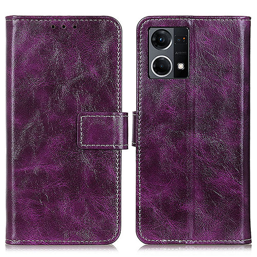 Leather Case Stands Flip Cover Holder K04Z for Oppo Reno8 4G Purple