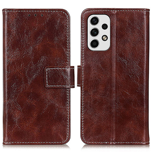 Leather Case Stands Flip Cover Holder K04Z for Samsung Galaxy A23 5G Brown
