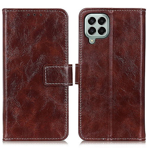 Leather Case Stands Flip Cover Holder K04Z for Samsung Galaxy M33 5G Brown