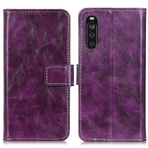 Leather Case Stands Flip Cover Holder K04Z for Sony Xperia 10 III Purple