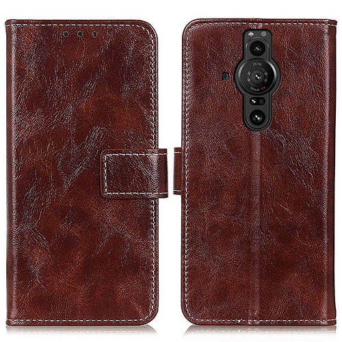 Leather Case Stands Flip Cover Holder K04Z for Sony Xperia PRO-I Brown