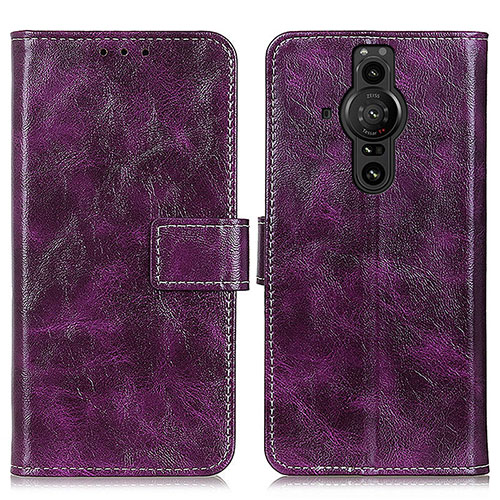 Leather Case Stands Flip Cover Holder K04Z for Sony Xperia PRO-I Purple