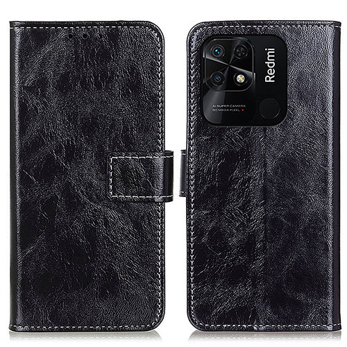 Leather Case Stands Flip Cover Holder K04Z for Xiaomi Redmi 10C 4G Black
