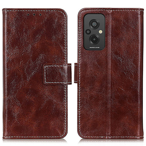 Leather Case Stands Flip Cover Holder K04Z for Xiaomi Redmi 11 Prime 4G Brown
