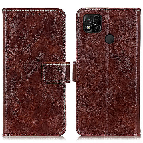Leather Case Stands Flip Cover Holder K04Z for Xiaomi Redmi 9C NFC Brown