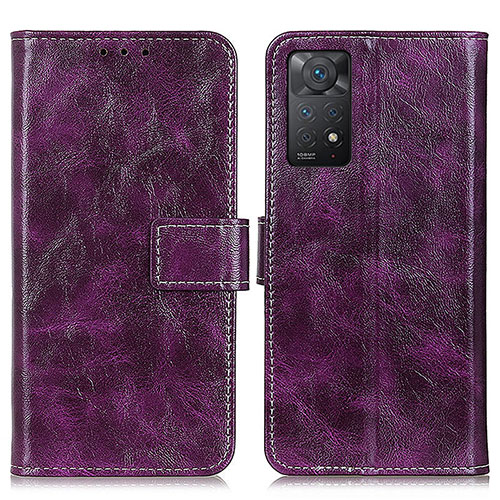 Leather Case Stands Flip Cover Holder K04Z for Xiaomi Redmi Note 11 Pro 4G Purple