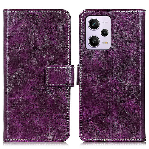 Leather Case Stands Flip Cover Holder K04Z for Xiaomi Redmi Note 12 Pro 5G Purple