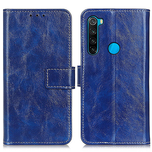 Leather Case Stands Flip Cover Holder K04Z for Xiaomi Redmi Note 8 (2021) Blue