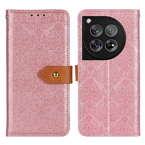 Leather Case Stands Flip Cover Holder K05Z for OnePlus Ace 3 5G Pink
