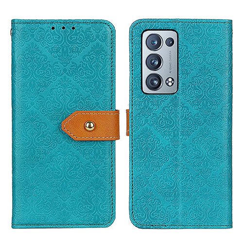 Leather Case Stands Flip Cover Holder K05Z for Oppo Reno6 Pro+ Plus 5G Green