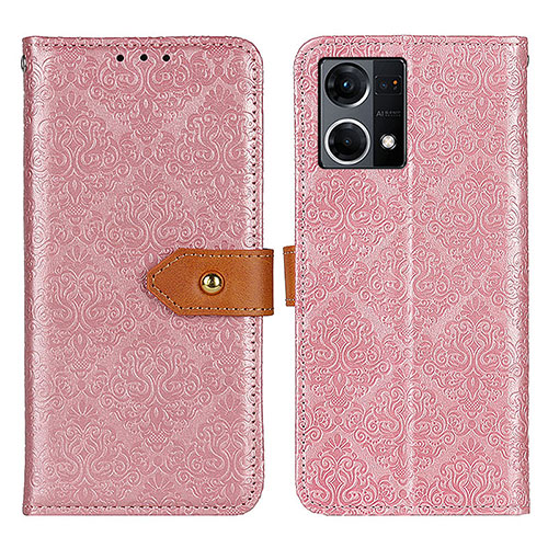 Leather Case Stands Flip Cover Holder K05Z for Oppo Reno7 4G Pink