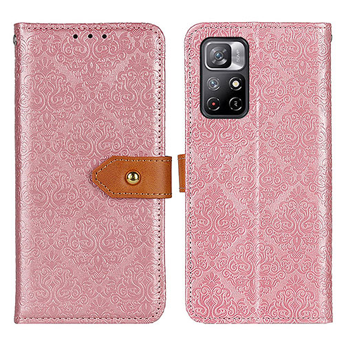 Leather Case Stands Flip Cover Holder K05Z for Xiaomi Redmi Note 11S 5G Pink