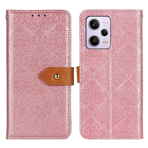 Leather Case Stands Flip Cover Holder K05Z for Xiaomi Redmi Note 12 Pro+ Plus 5G Pink