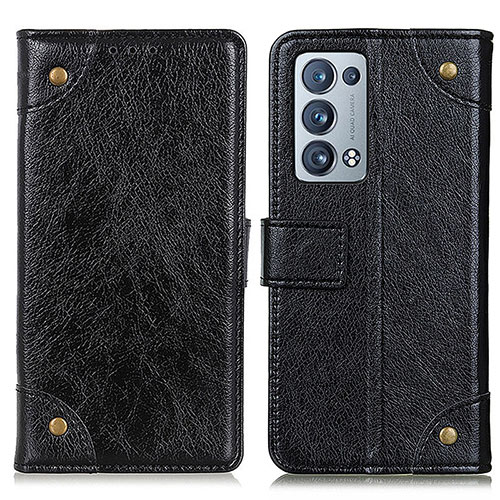 Leather Case Stands Flip Cover Holder K06Z for Oppo Reno6 Pro 5G Black