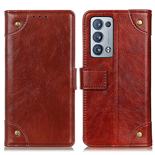 Leather Case Stands Flip Cover Holder K06Z for Oppo Reno6 Pro 5G Light Brown
