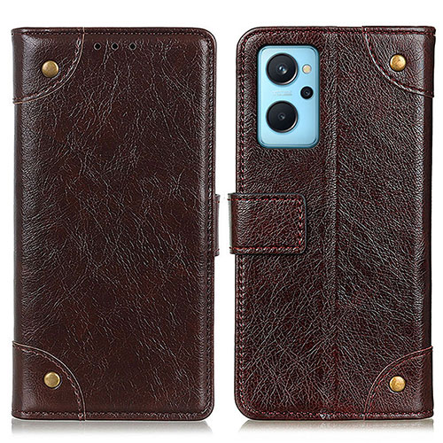 Leather Case Stands Flip Cover Holder K06Z for Realme 9i 4G Brown