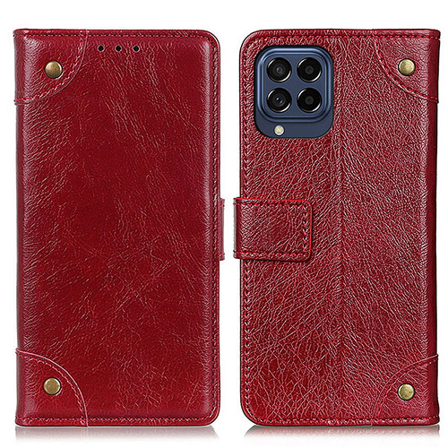 Leather Case Stands Flip Cover Holder K06Z for Samsung Galaxy M53 5G Red