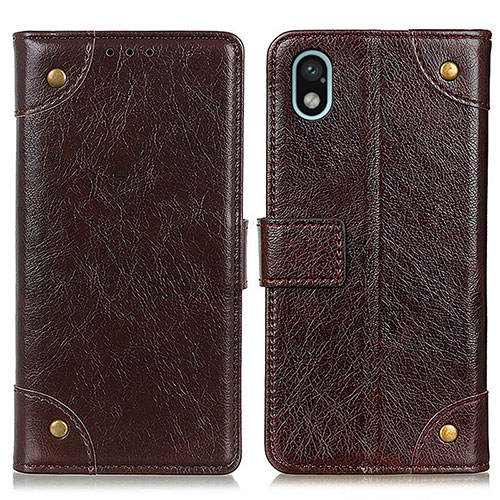 Leather Case Stands Flip Cover Holder K06Z for Sony Xperia Ace III Brown