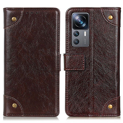 Leather Case Stands Flip Cover Holder K06Z for Xiaomi Mi 12T Pro 5G Brown