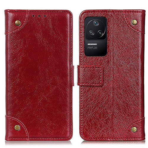 Leather Case Stands Flip Cover Holder K06Z for Xiaomi Poco F4 5G Red