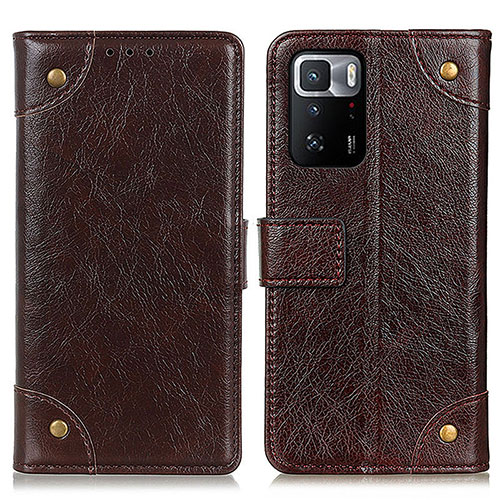 Leather Case Stands Flip Cover Holder K06Z for Xiaomi Poco X3 GT 5G Brown