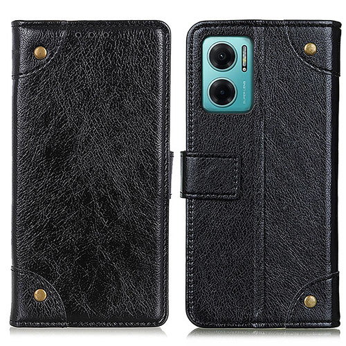Leather Case Stands Flip Cover Holder K06Z for Xiaomi Redmi 10 5G Black
