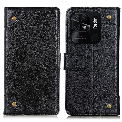 Leather Case Stands Flip Cover Holder K06Z for Xiaomi Redmi 10C 4G Black