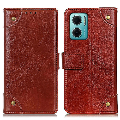 Leather Case Stands Flip Cover Holder K06Z for Xiaomi Redmi Note 11E 5G Light Brown