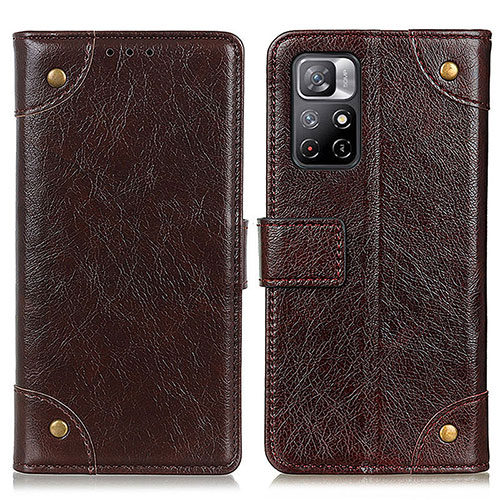 Leather Case Stands Flip Cover Holder K06Z for Xiaomi Redmi Note 11S 5G Brown
