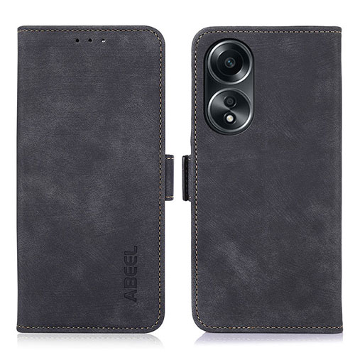 Leather Case Stands Flip Cover Holder K07Z for Oppo A58 5G Black