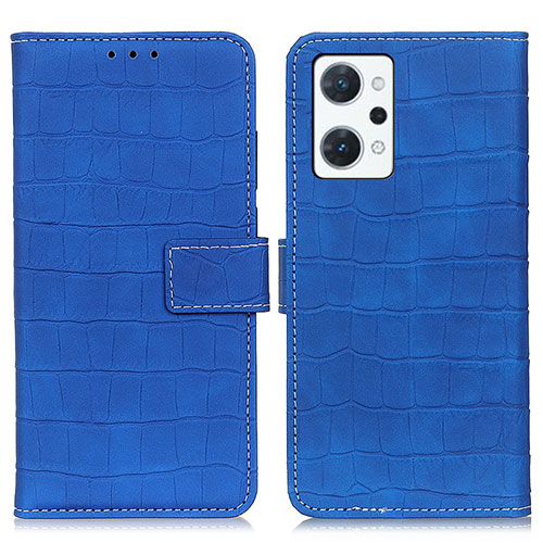 Leather Case Stands Flip Cover Holder K07Z for Oppo Reno7 A Blue
