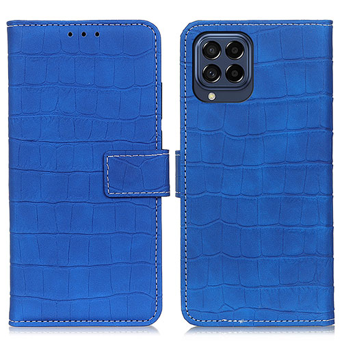 Leather Case Stands Flip Cover Holder K07Z for Samsung Galaxy M53 5G Blue