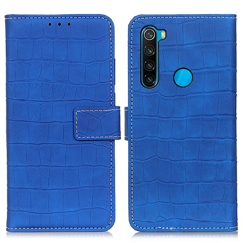 Leather Case Stands Flip Cover Holder K07Z for Xiaomi Redmi Note 8 (2021) Blue