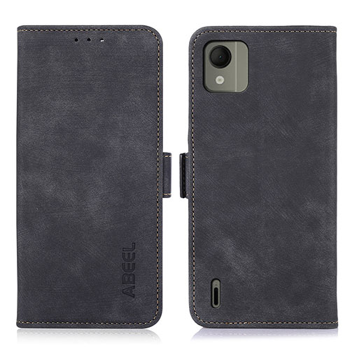 Leather Case Stands Flip Cover Holder K08Z for Nokia C110 Black