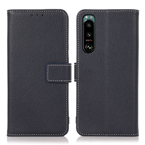 Leather Case Stands Flip Cover Holder K08Z for Sony Xperia 5 III Navy Blue