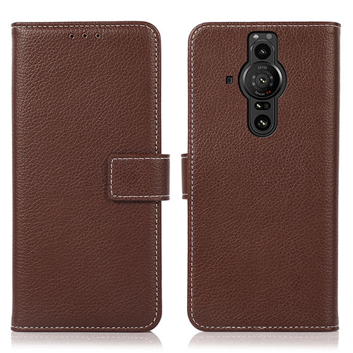 Leather Case Stands Flip Cover Holder K08Z for Sony Xperia PRO-I Brown