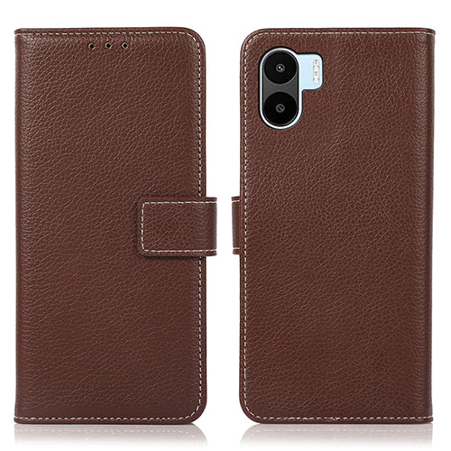 Leather Case Stands Flip Cover Holder K08Z for Xiaomi Poco C50 Brown