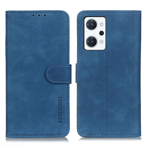 Leather Case Stands Flip Cover Holder K09Z for Oppo Reno7 A Blue