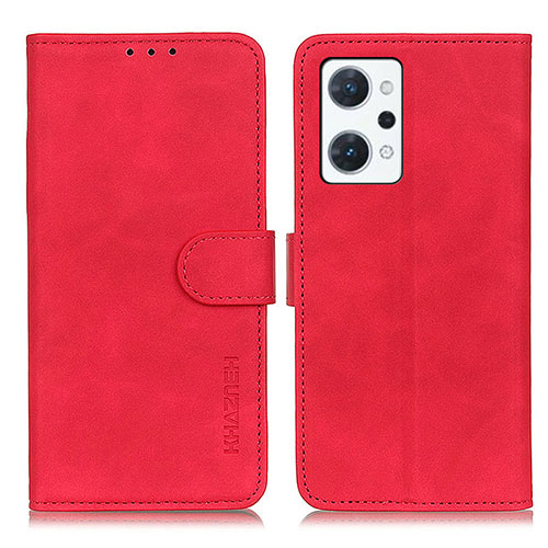 Leather Case Stands Flip Cover Holder K09Z for Oppo Reno7 A Red