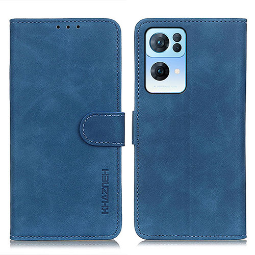 Leather Case Stands Flip Cover Holder K09Z for Oppo Reno7 Pro 5G Blue