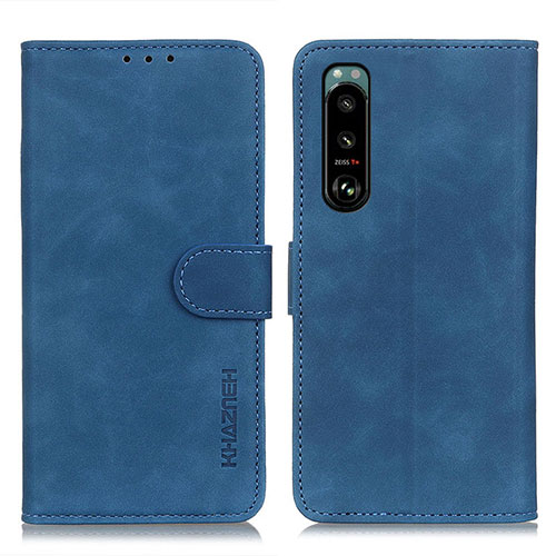 Leather Case Stands Flip Cover Holder K09Z for Sony Xperia 5 III Blue